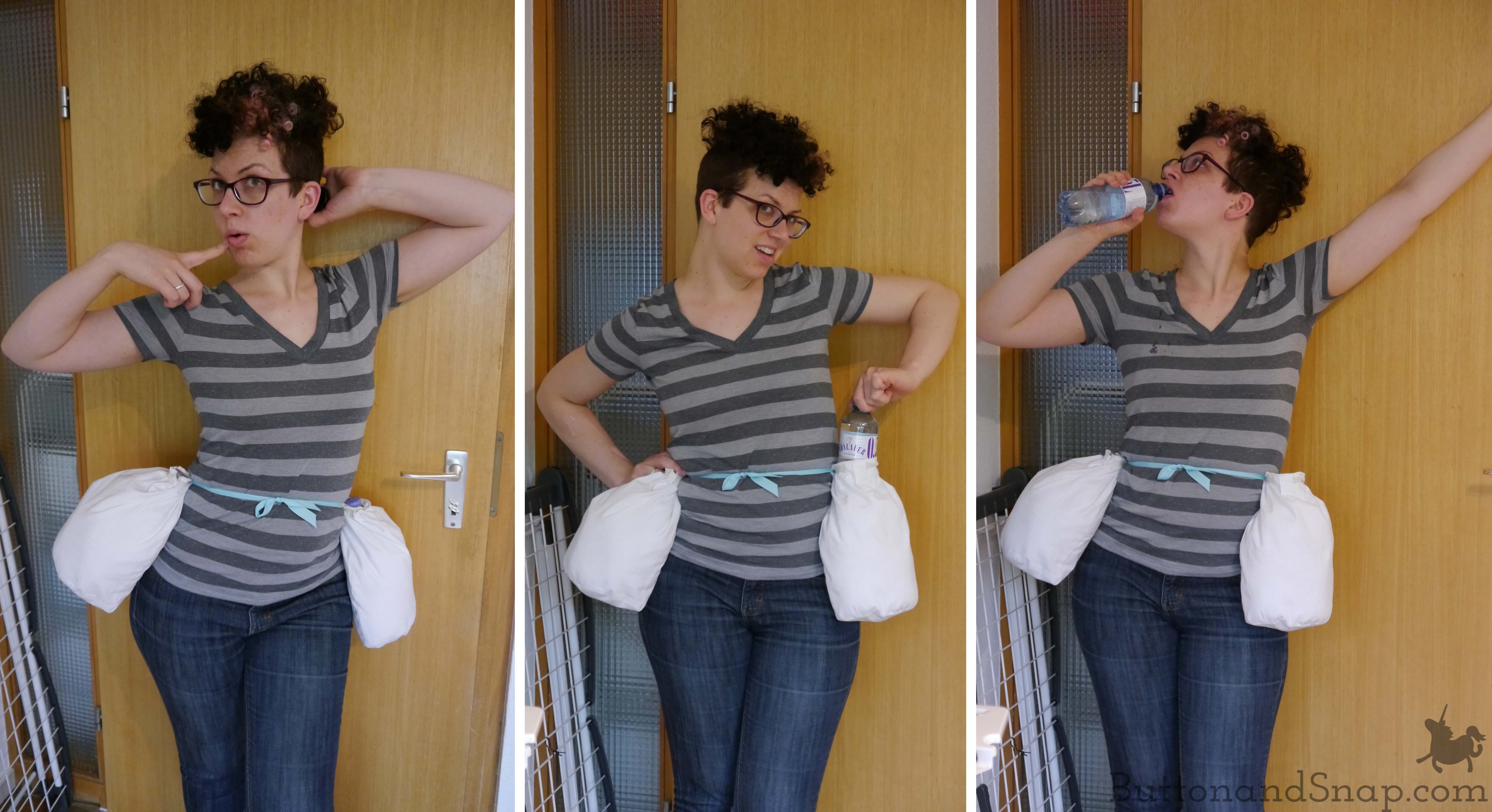 FREE sewing pattern!!!! Make 18th cen. hip pads that hold water bottles! -  Button & Snap